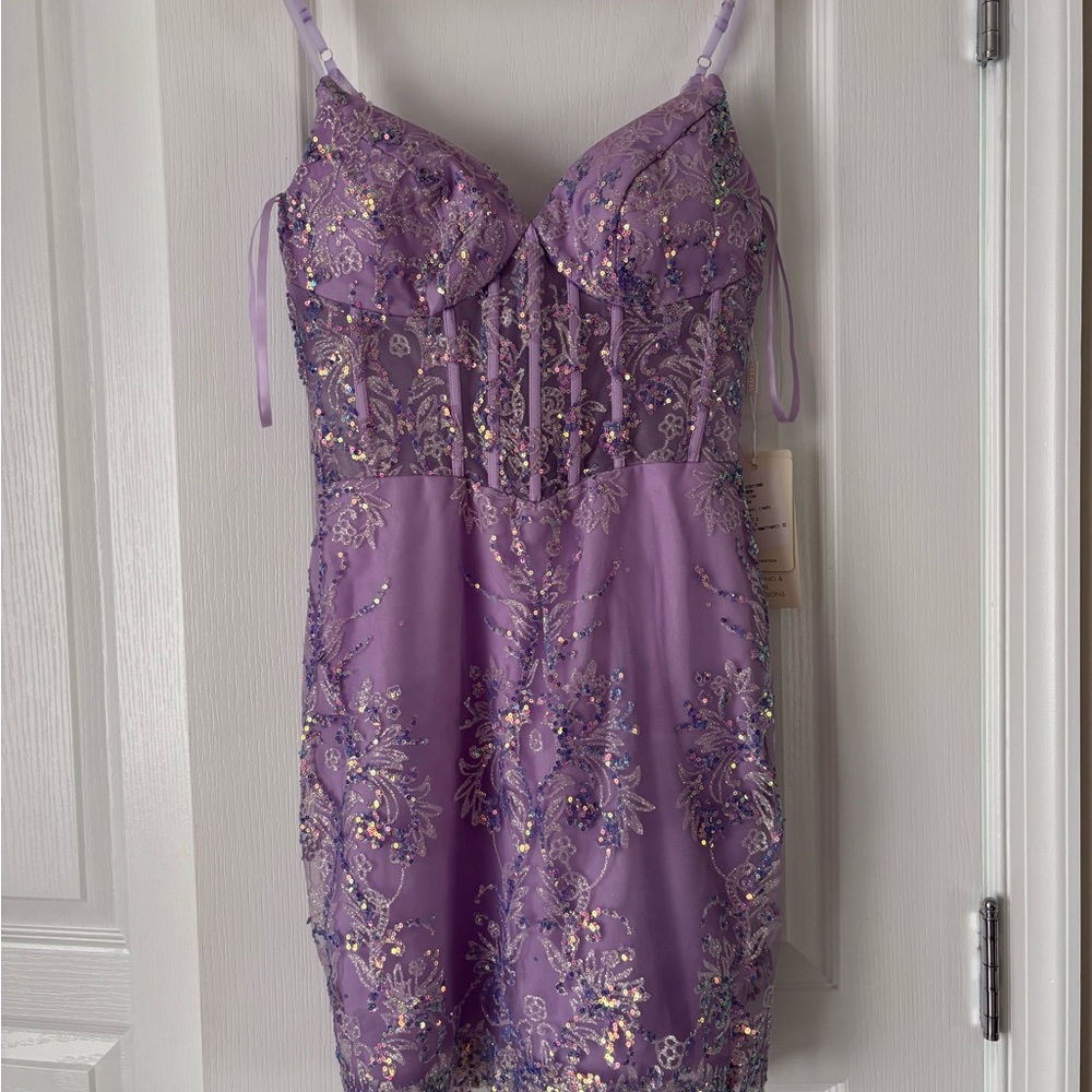 Purple Sequin Embellished Homecoming/ Semi-Formal dress